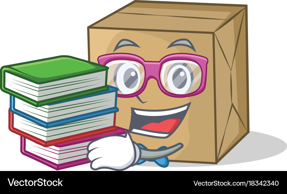 Student with book cardboard character character Vector Image