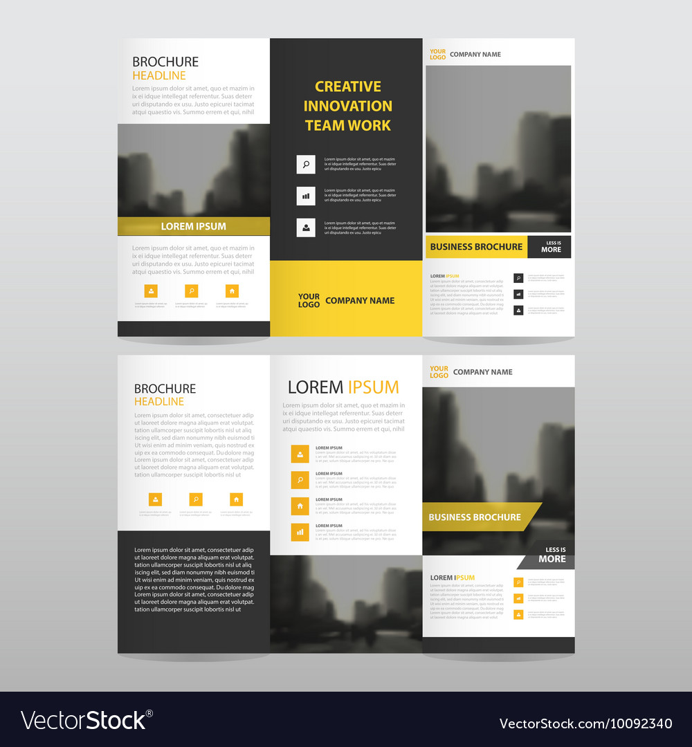 Yellow triangle business trifold leaflet brochure Vector Image