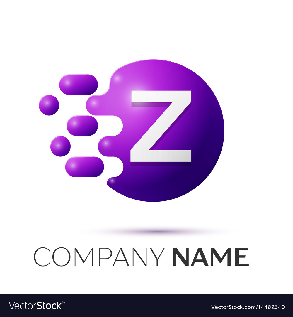 Z letter splash logo purple dots circle bubble Vector Image