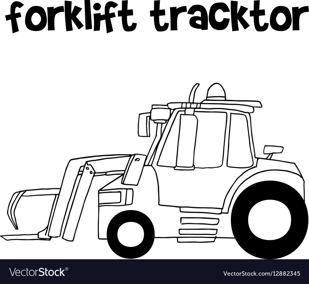 Forklift tracktor with hand draw Royalty Free Vector Image