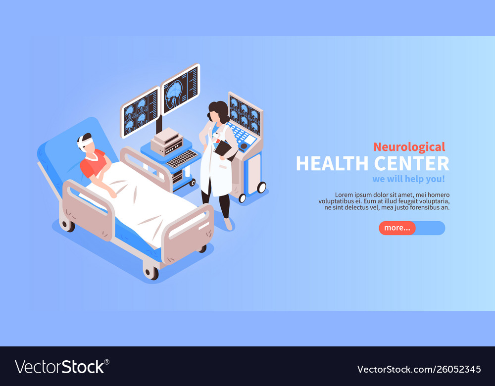 Neurology Isometric Banner Royalty Free Vector Image