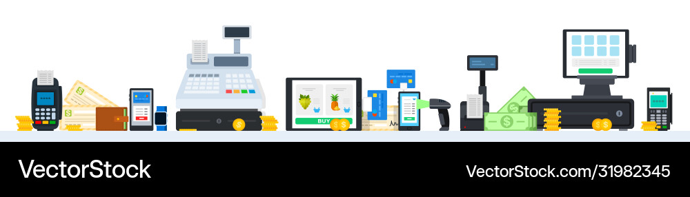 Payment methods flat set up Royalty Free Vector Image