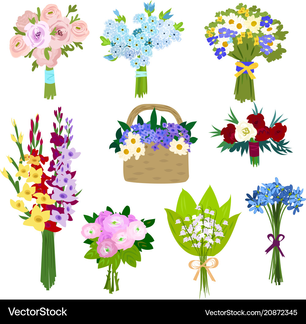 Set spring flowers Royalty Free Vector Image - VectorStock