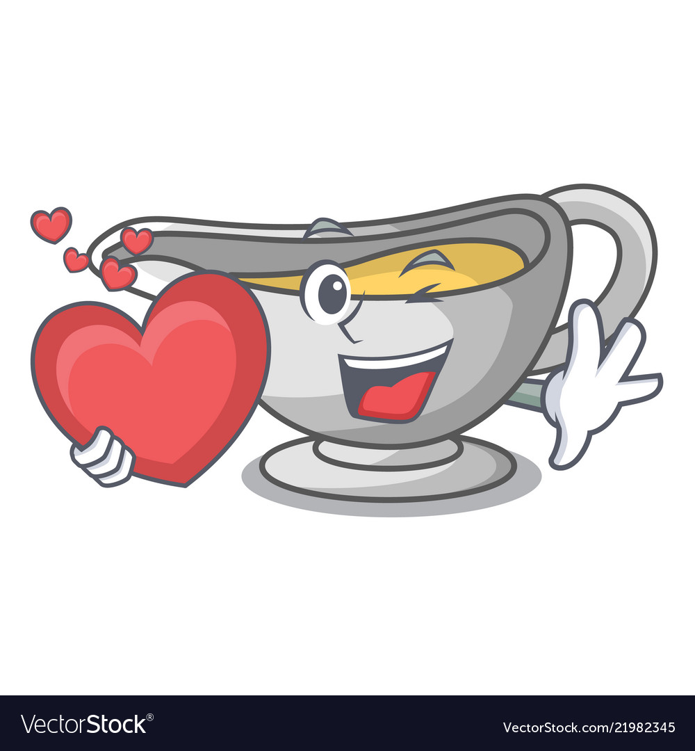 With heart cartoon sauce boat turkey gravy Vector Image