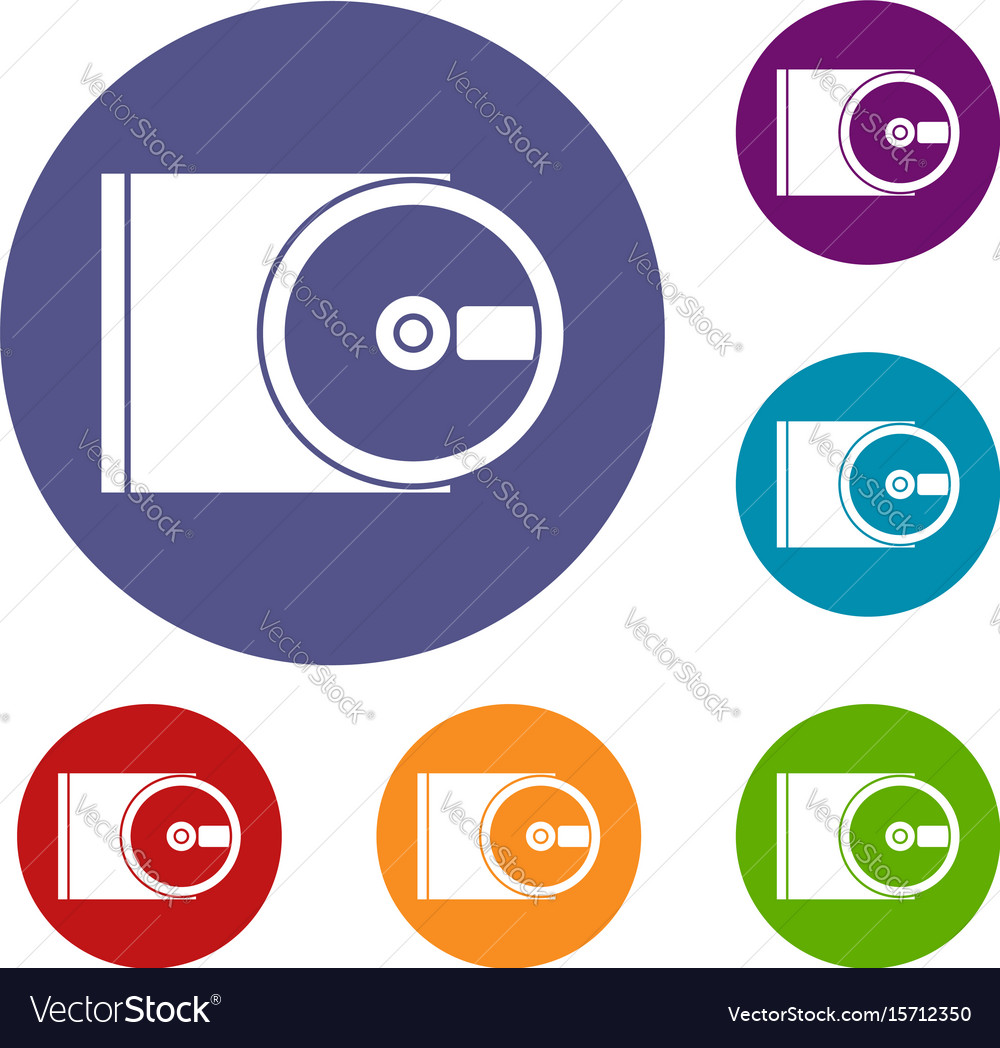 Dvd drive open icons set Royalty Free Vector Image