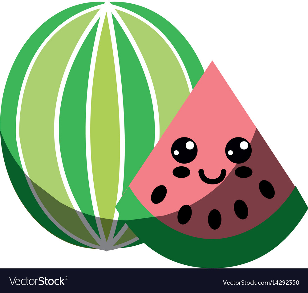 Kawaii Nice Happy Watermelon Icon Royalty Free Vector Image