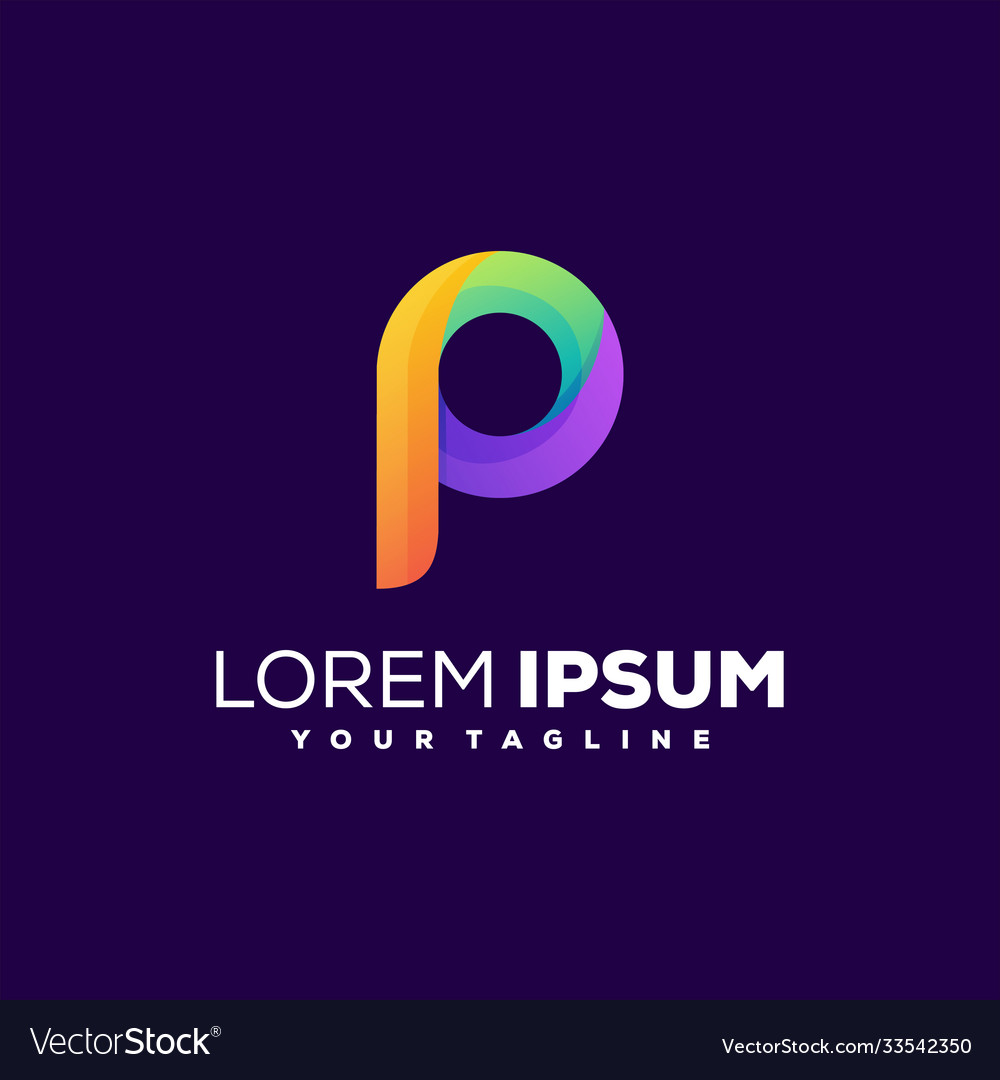 Letter p gradient logo design Royalty Free Vector Image