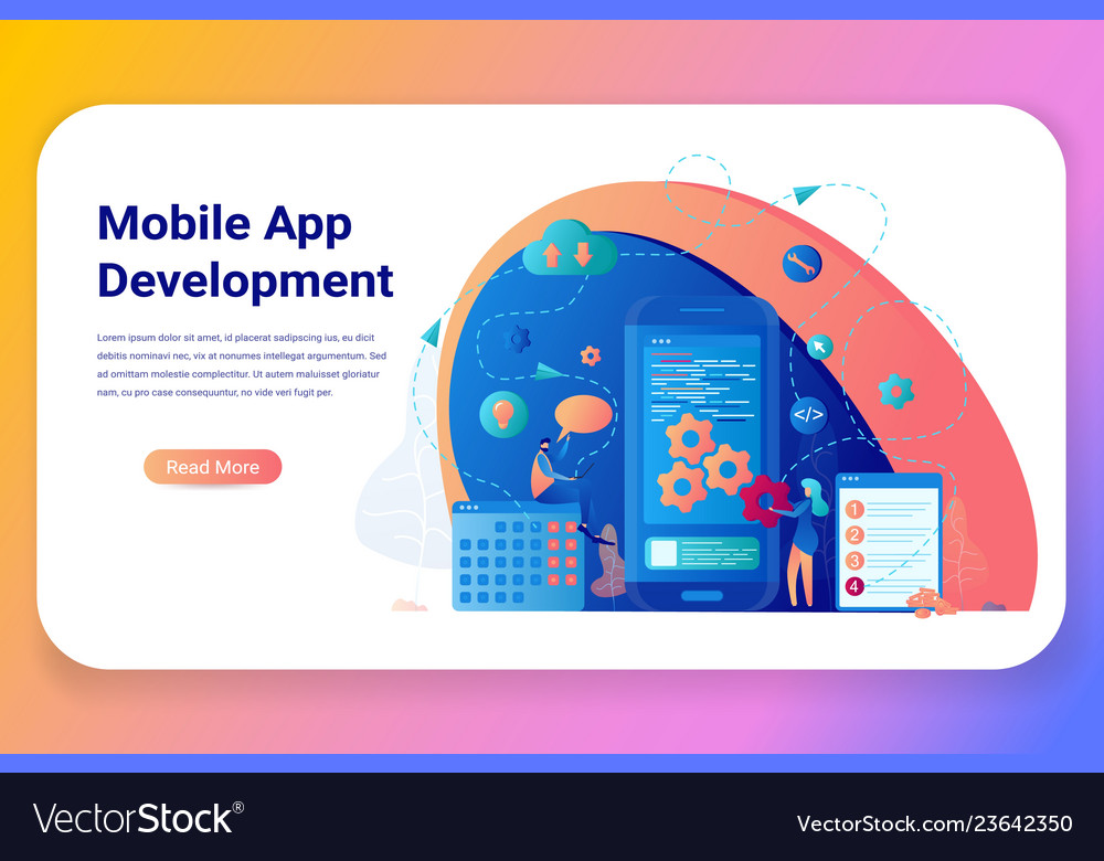 Mobile application development business banner Vector Image