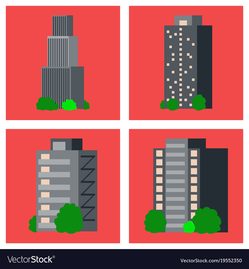 Set of modern multi-storey building Royalty Free Vector