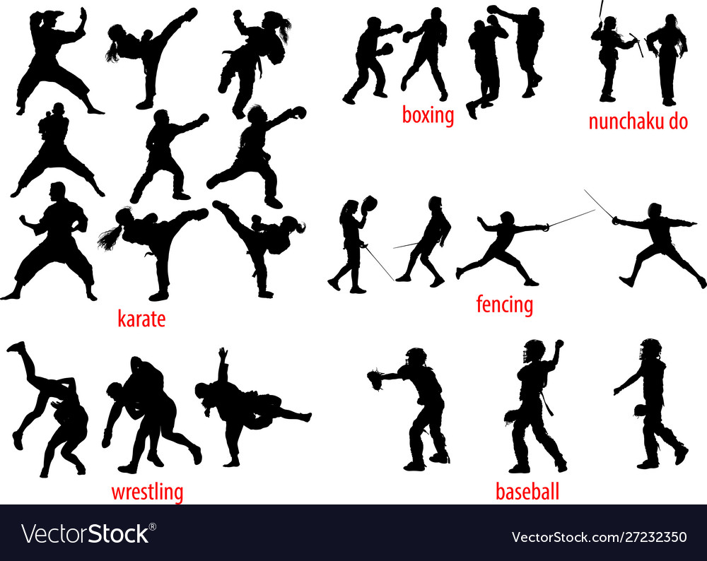 Sport silhouettes fight Royalty Free Vector Image