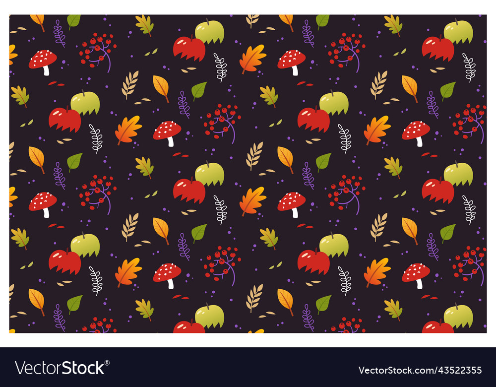 Autumn nature seamless pattern with plants leaves vector image Autumn nature seamless pattern with plants leaves
