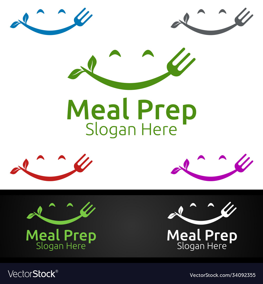 Meal prep healthy food logo for restaurant cafe Vector Image