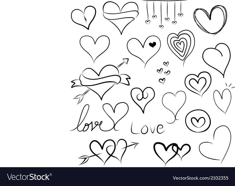 Set doodle hearts Royalty Free Vector Image - VectorStock