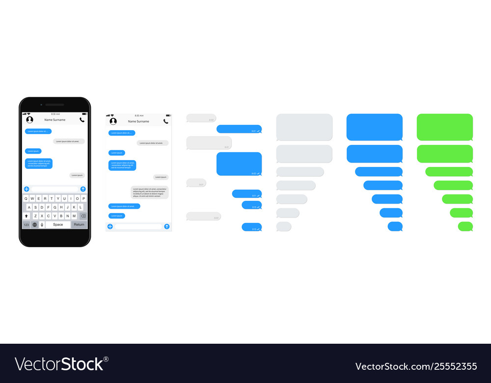 Smartphone chatting sms template bubbles chat