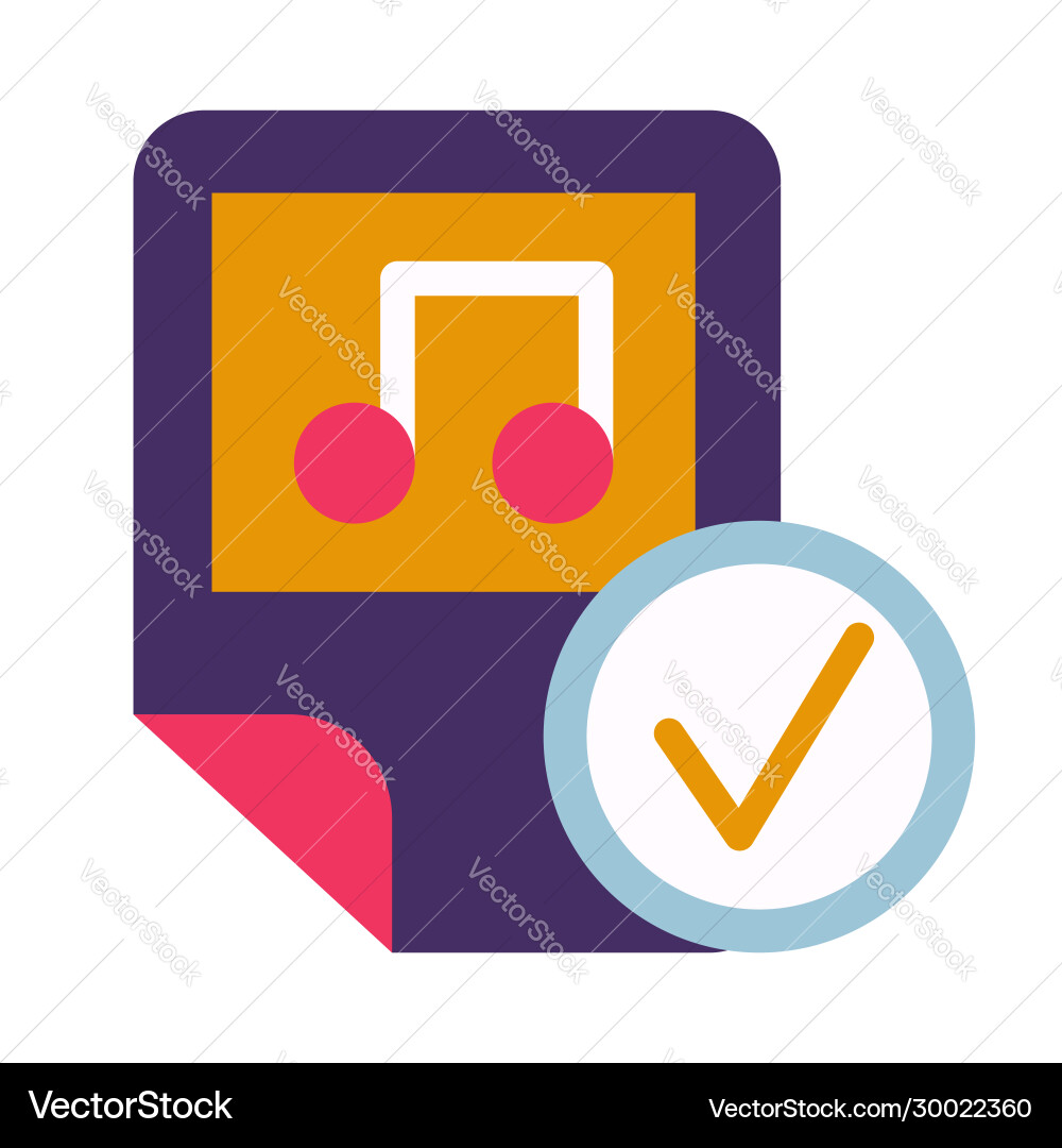 Music file playlist checking glyph icon Royalty Free Vector