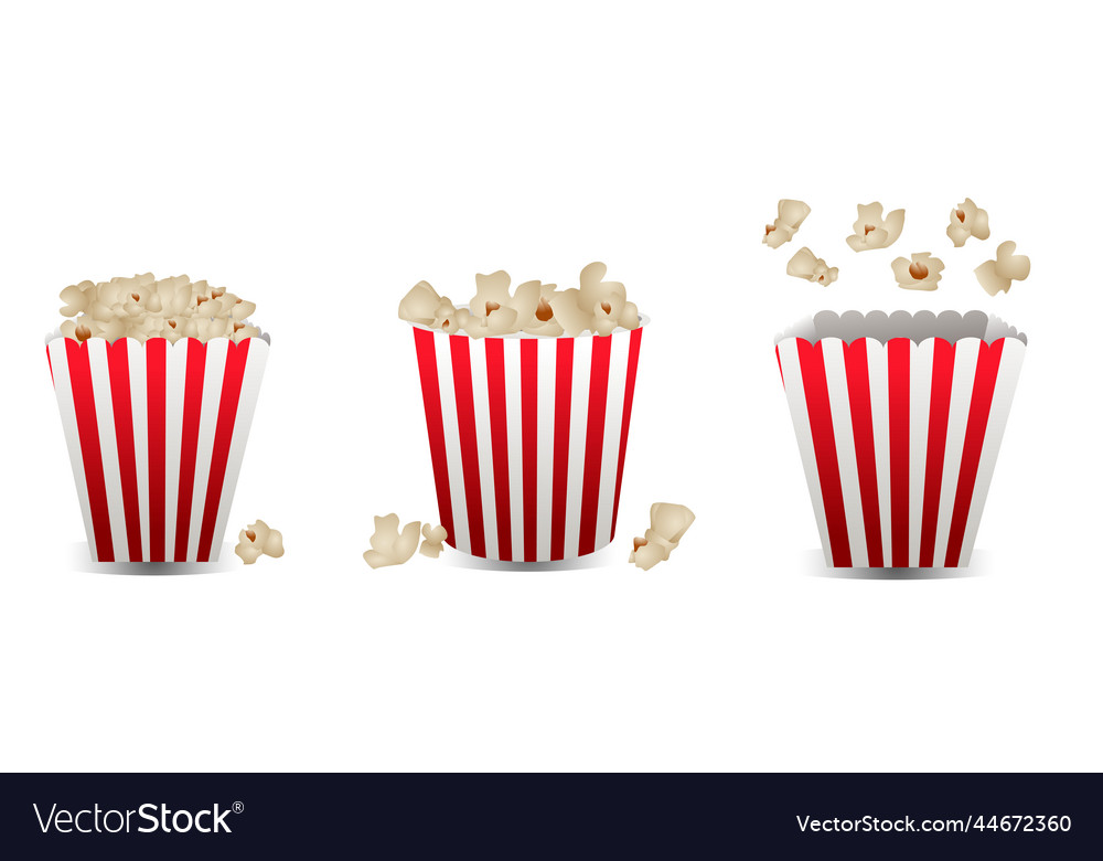 Popcorn cinema snacks in striped paper box Vector Image