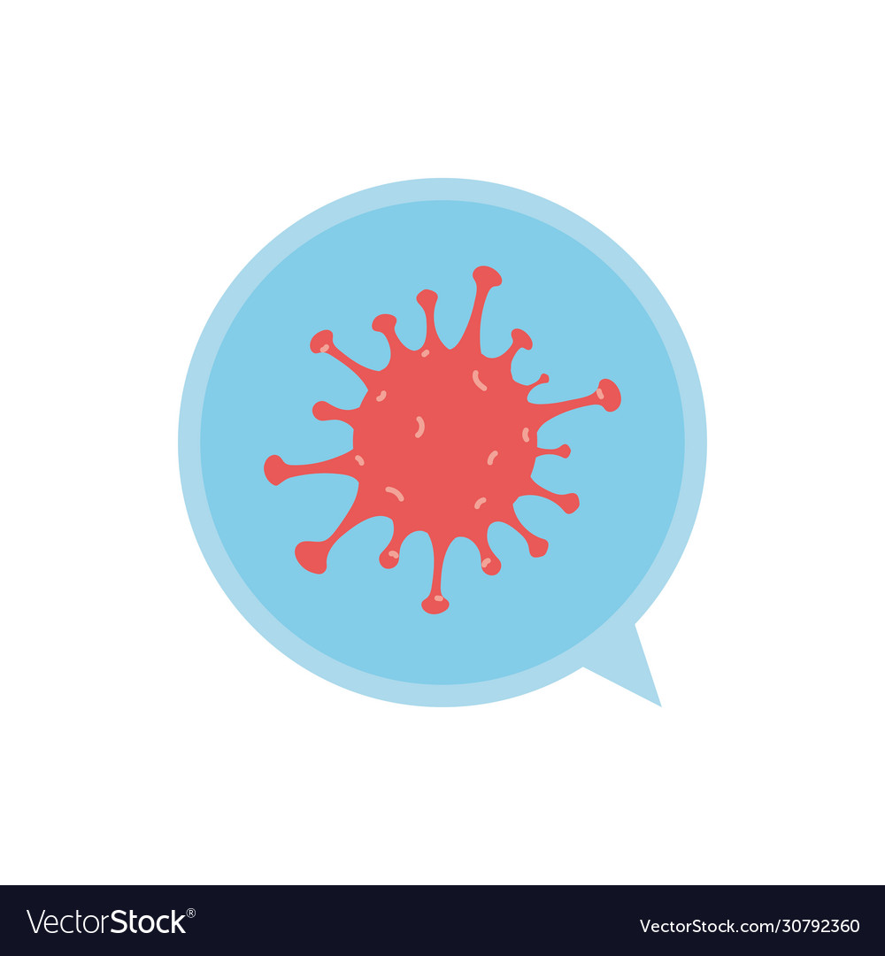 Speech bubble with coronavirus on white background