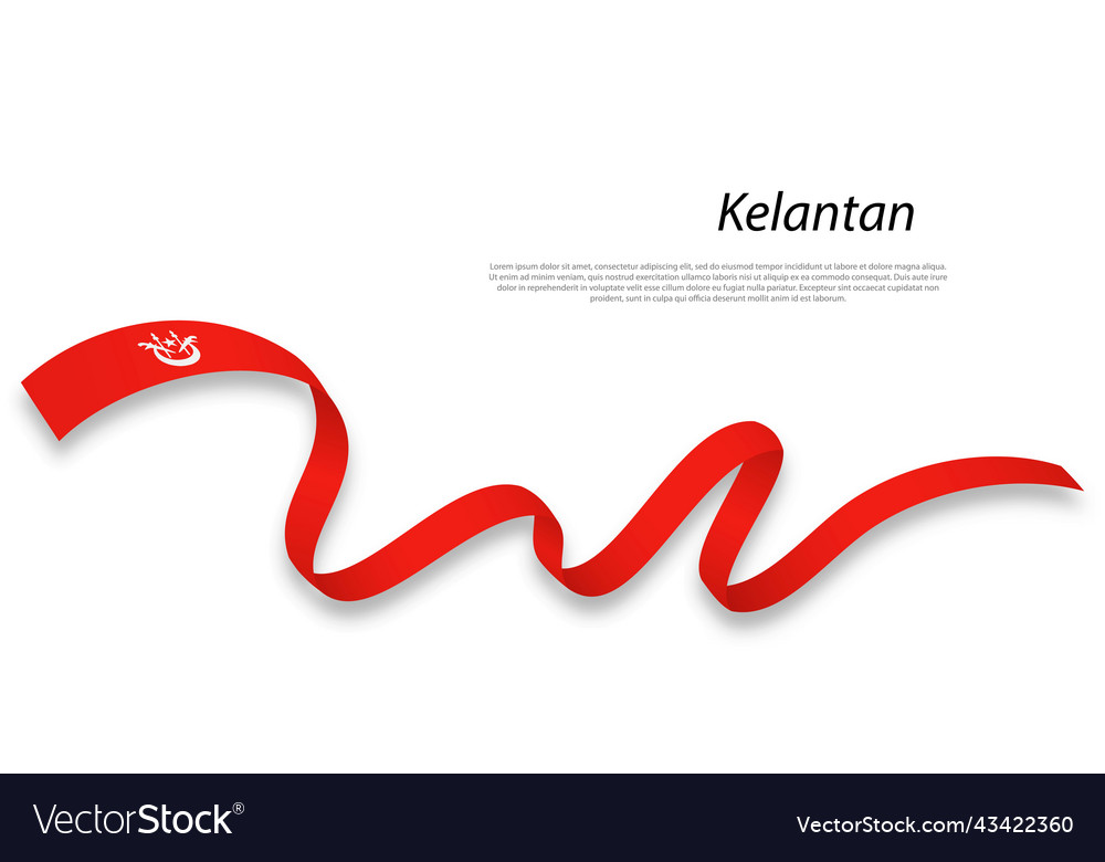 Waving ribbon or stripe with flag of kelantan Vector Image