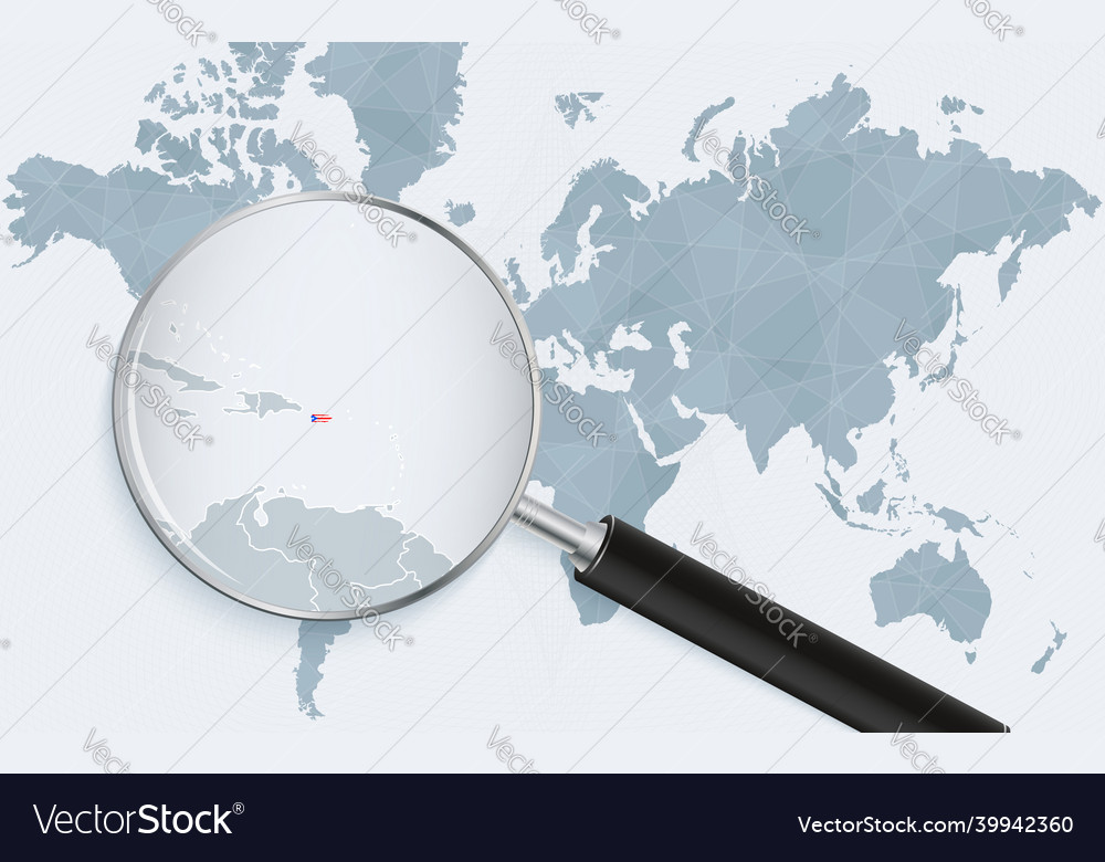 World Map With A Magnifying Glass Pointing Vector Image 9878