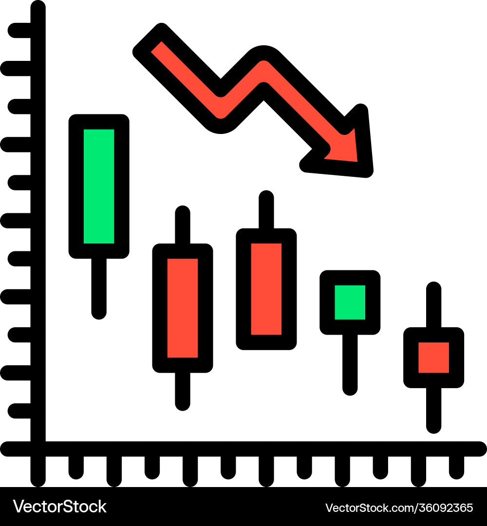 Decreasing bar chart icon bankruptcy related Vector Image