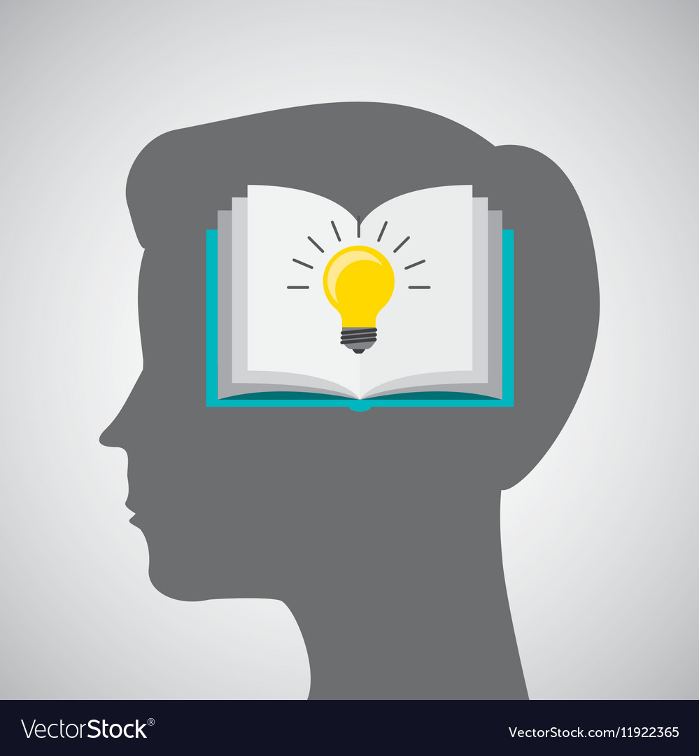 Silhouette head boy book idea education online Vector Image