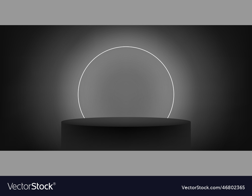 Stage in circle shape with neon glowing for Vector Image