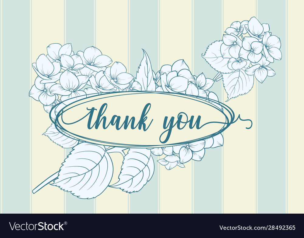 Wedding invitation with blue hydrangea flowers Vector Image
