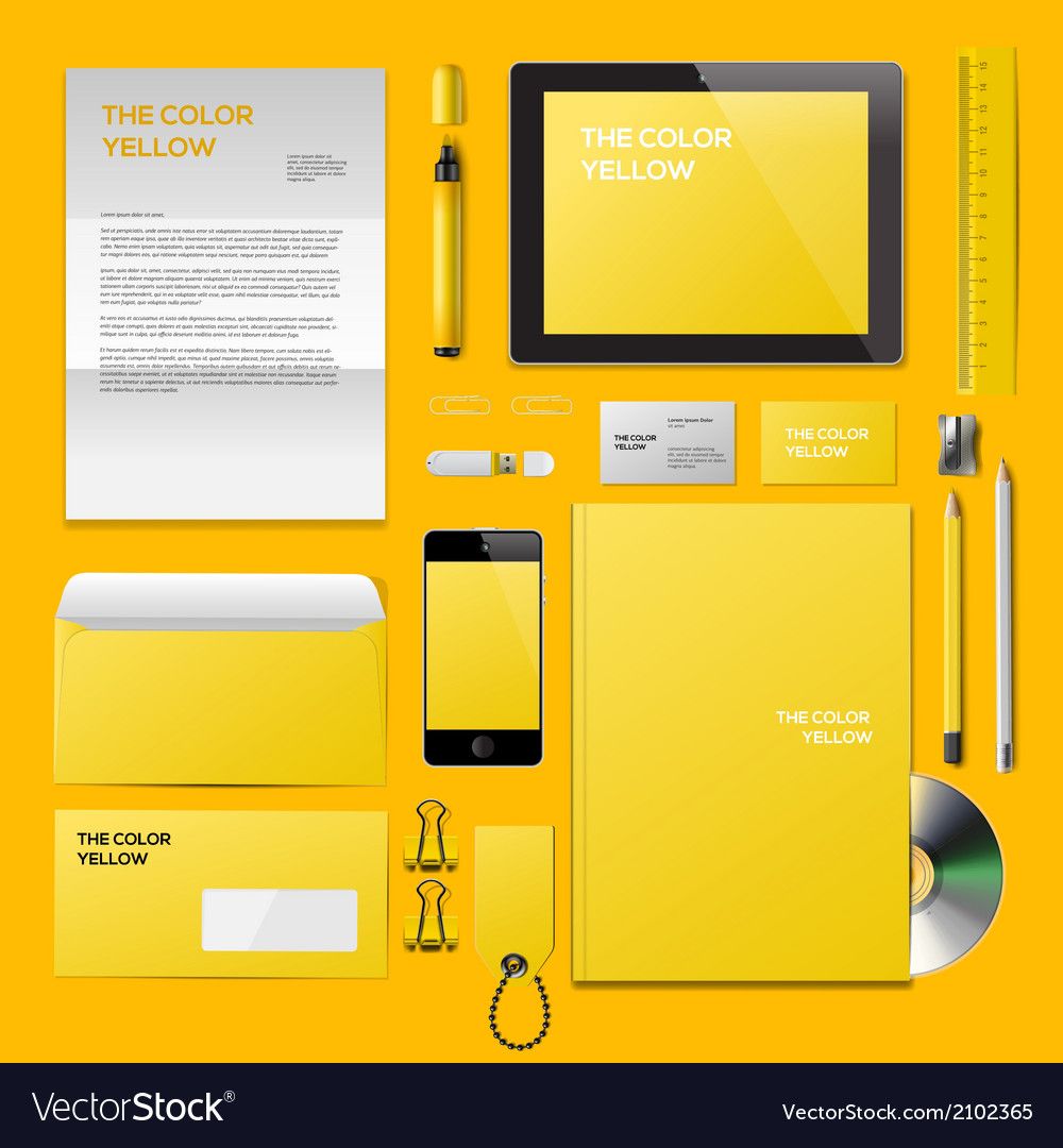 Yellow Corporate Id Mockup Royalty Free Vector Image