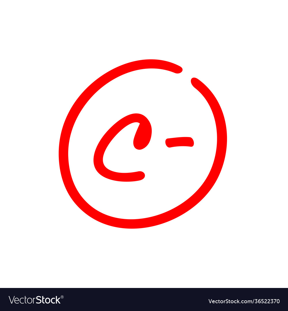 Letter c minus grade mark red color Royalty Free Vector