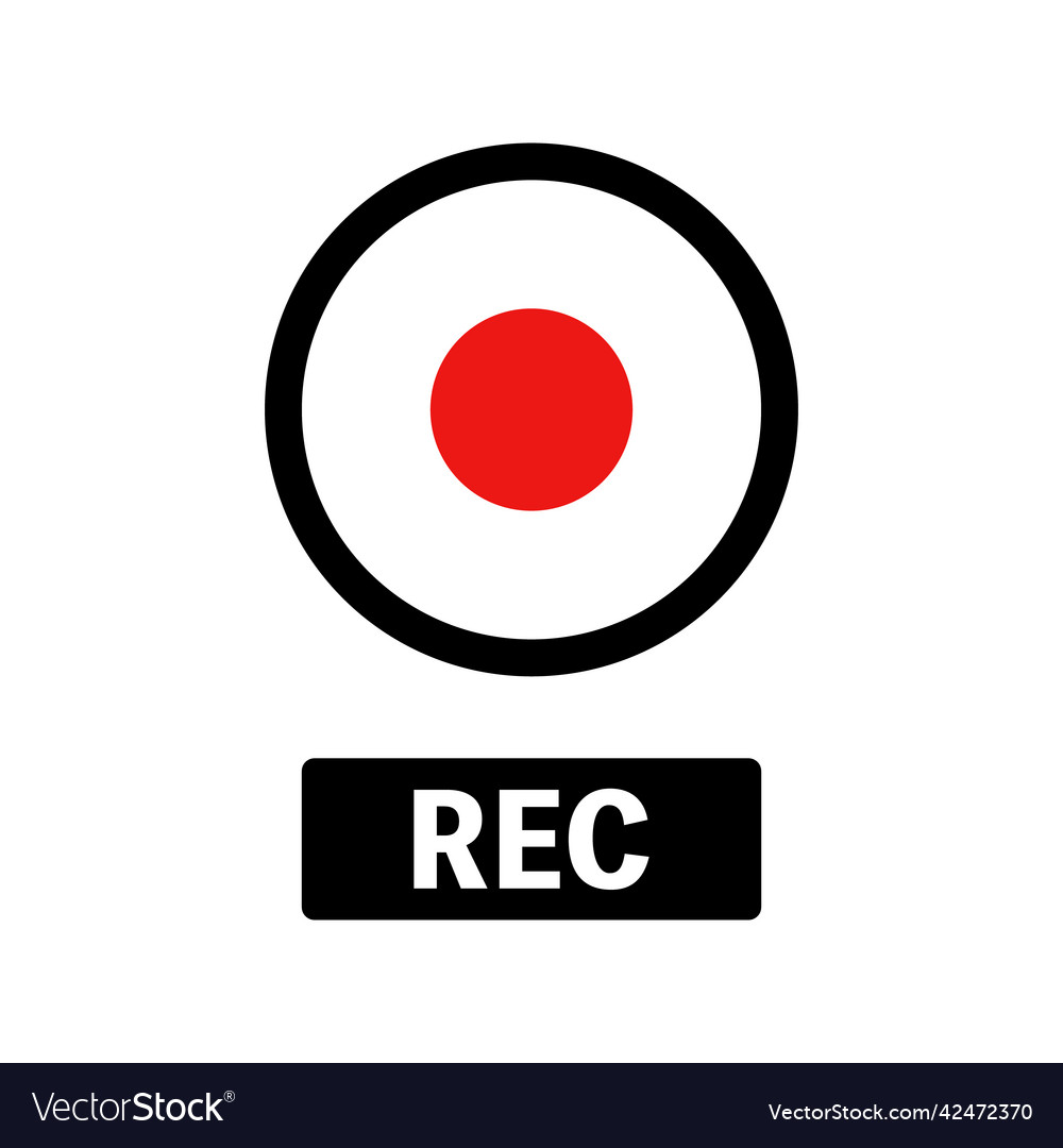 Rec button recording sign Royalty Free Vector Image
