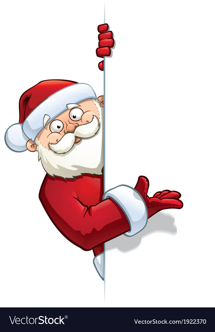 Santa pointing at a label Royalty Free Vector Image