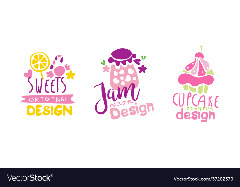 Sweets logo original design templates set jam Vector Image