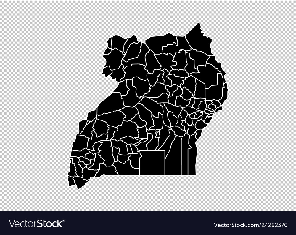 Uganda map - high detailed black