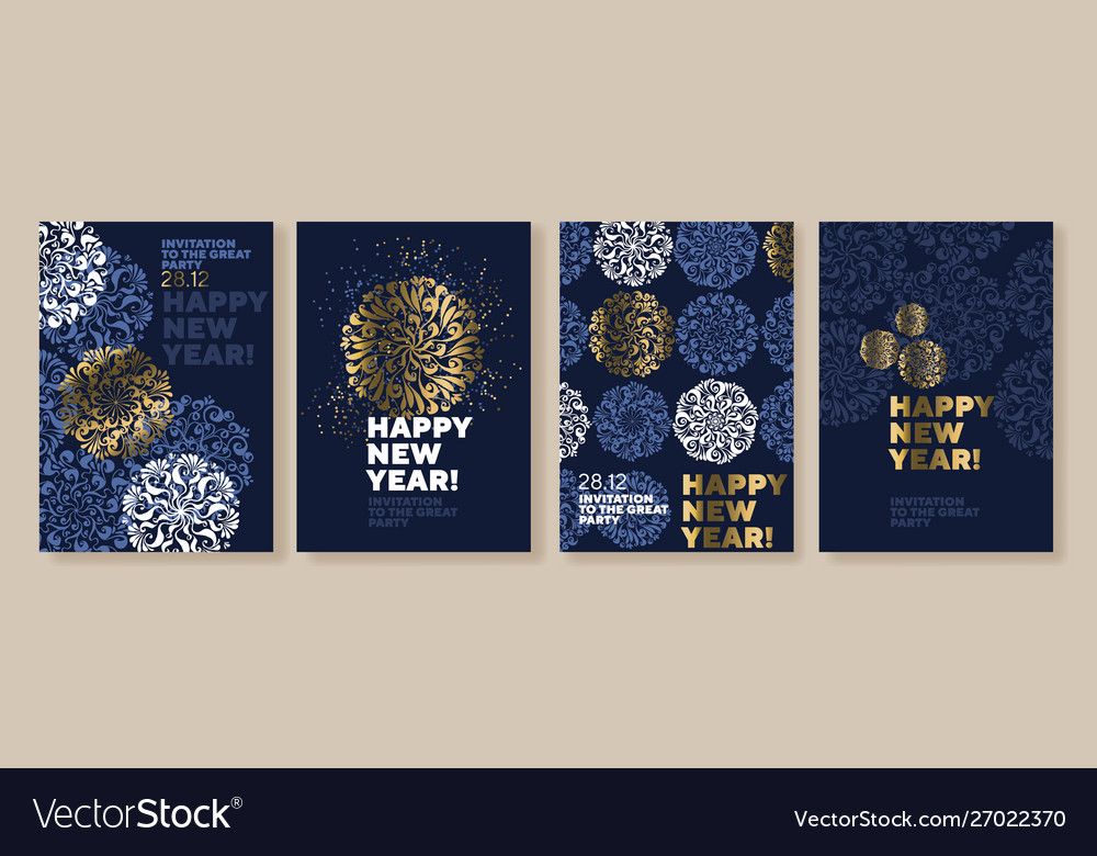 Xmas holiday elegant luxury snowflake poster set