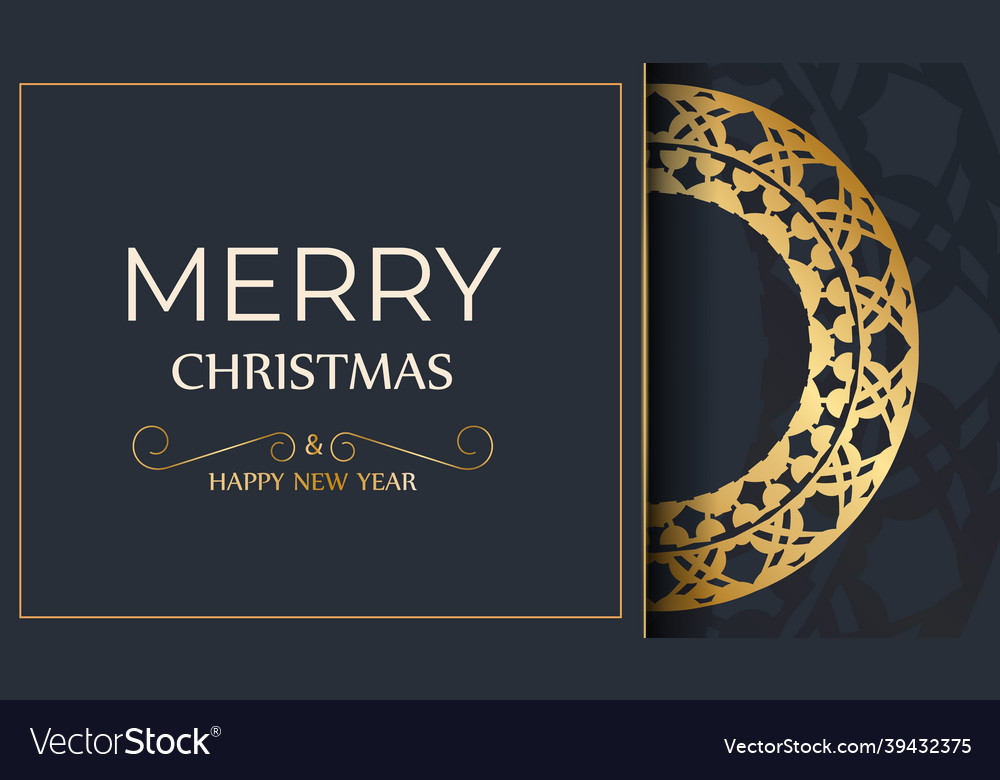 Festive Flyer Happy New Year In Dark Blue Color Vector Image