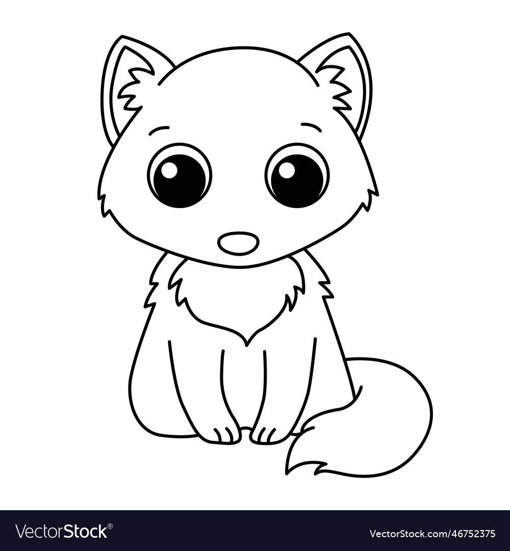 Fox cartoon coloring page for kids Royalty Free Vector Image