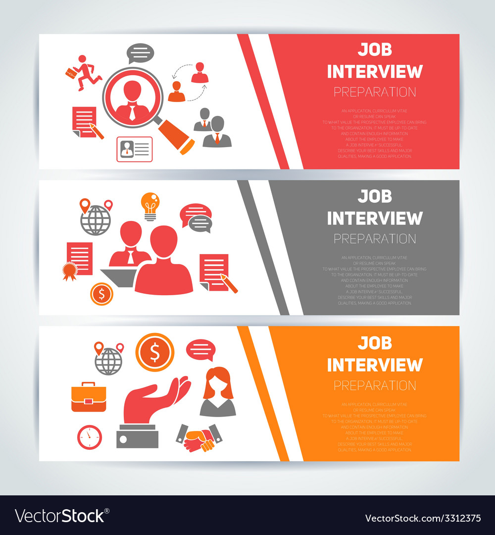 Job interview flat banner set