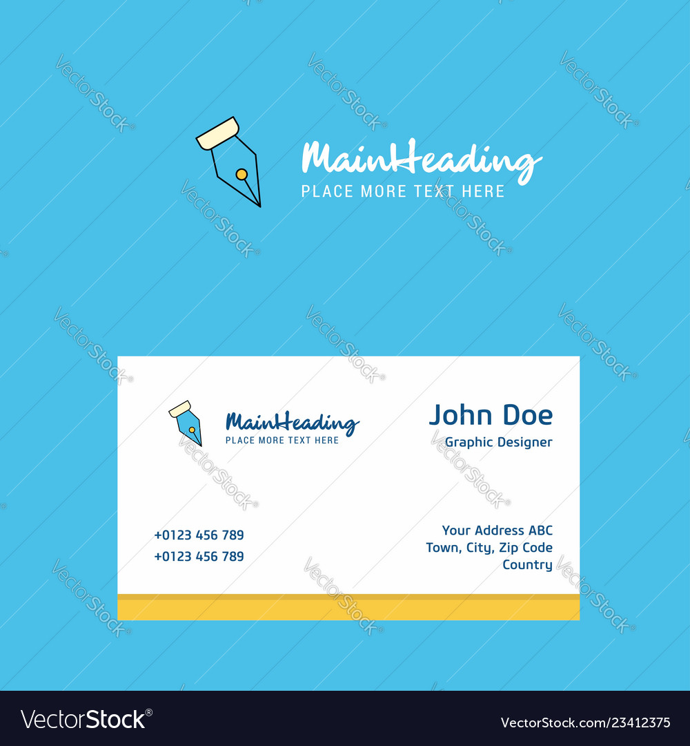 Pen nib logo design with business card template Vector Image