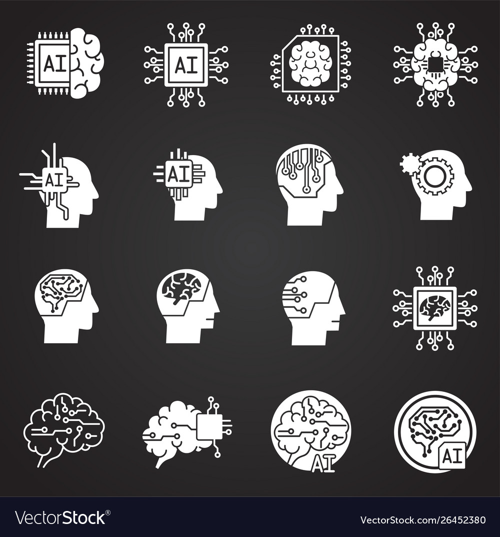 Artificial intelligence ai related icons set Vector Image