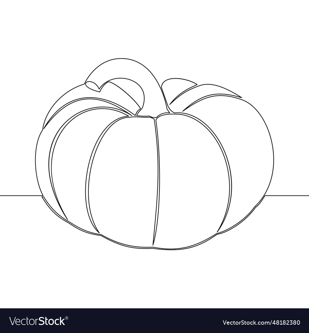 Continuous Line Pumpkin Halloween Autumn Harvest Vector Image