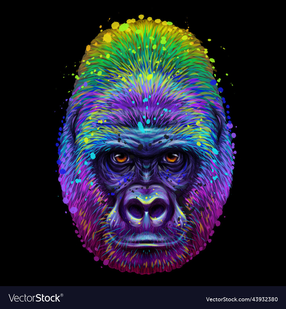 Gorilla abstract neon portrait of a Royalty Free Vector