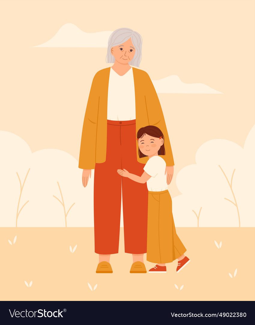 Granddaughter Hugging Her Grandmother Royalty Free Vector 5440