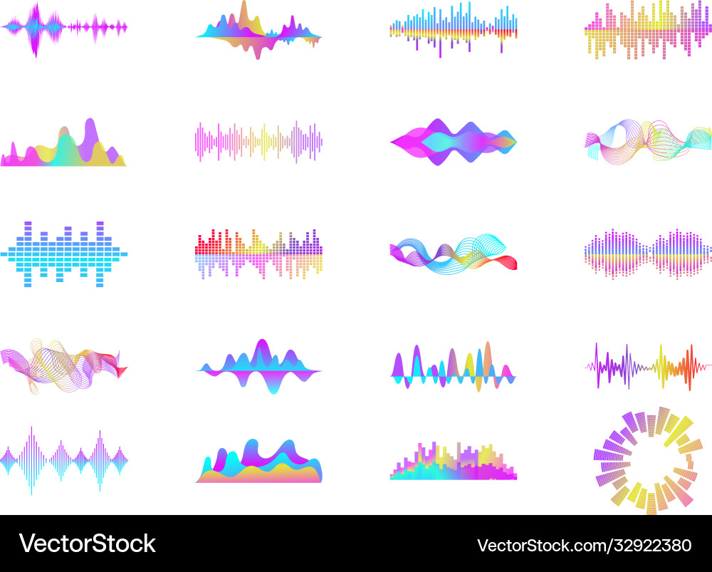 Sound waves flat pack Royalty Free Vector Image