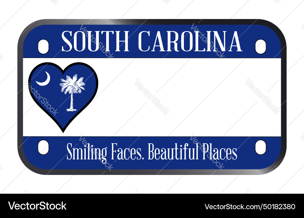 South carolina motorcycle license plate Royalty Free Vector