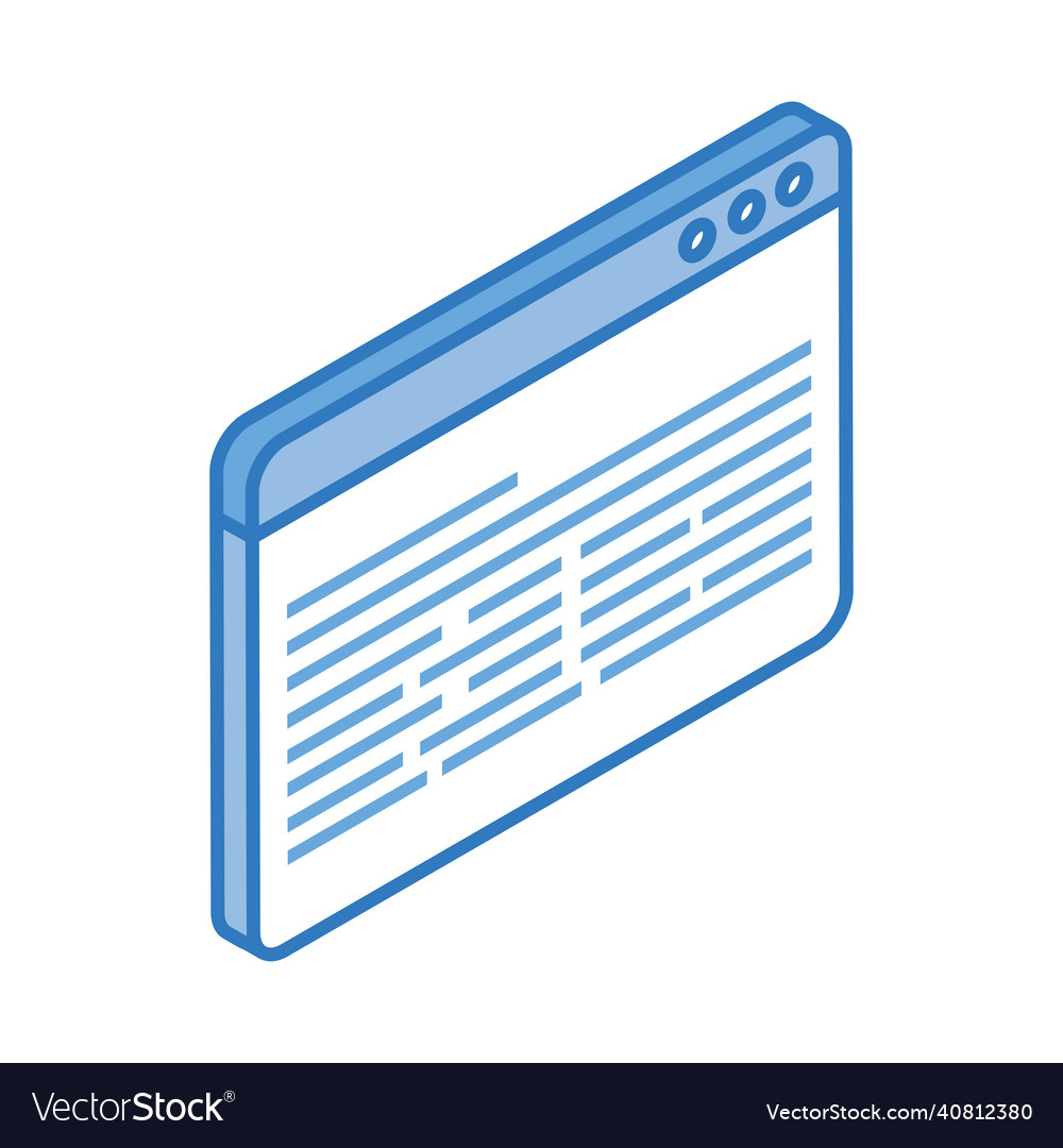 Website isometric icon Royalty Free Vector Image