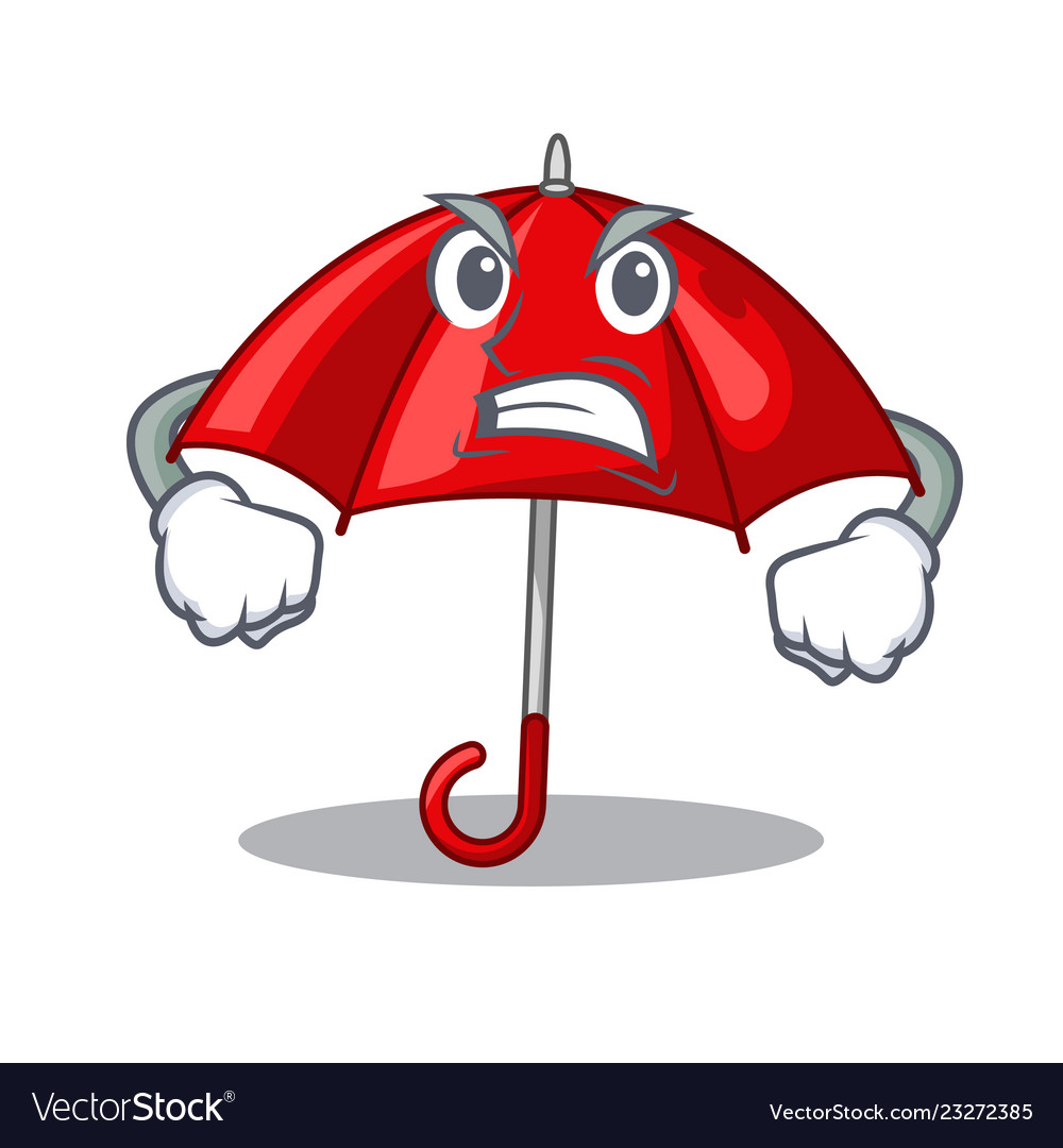 Angry red umbrella lit up cartoon shape Royalty Free Vector