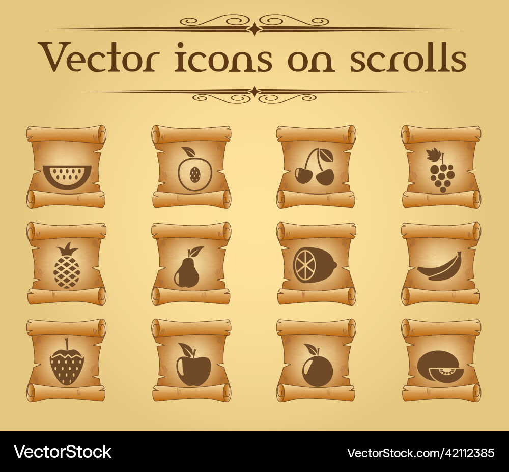 Fruits icon set Royalty Free Vector Image - VectorStock
