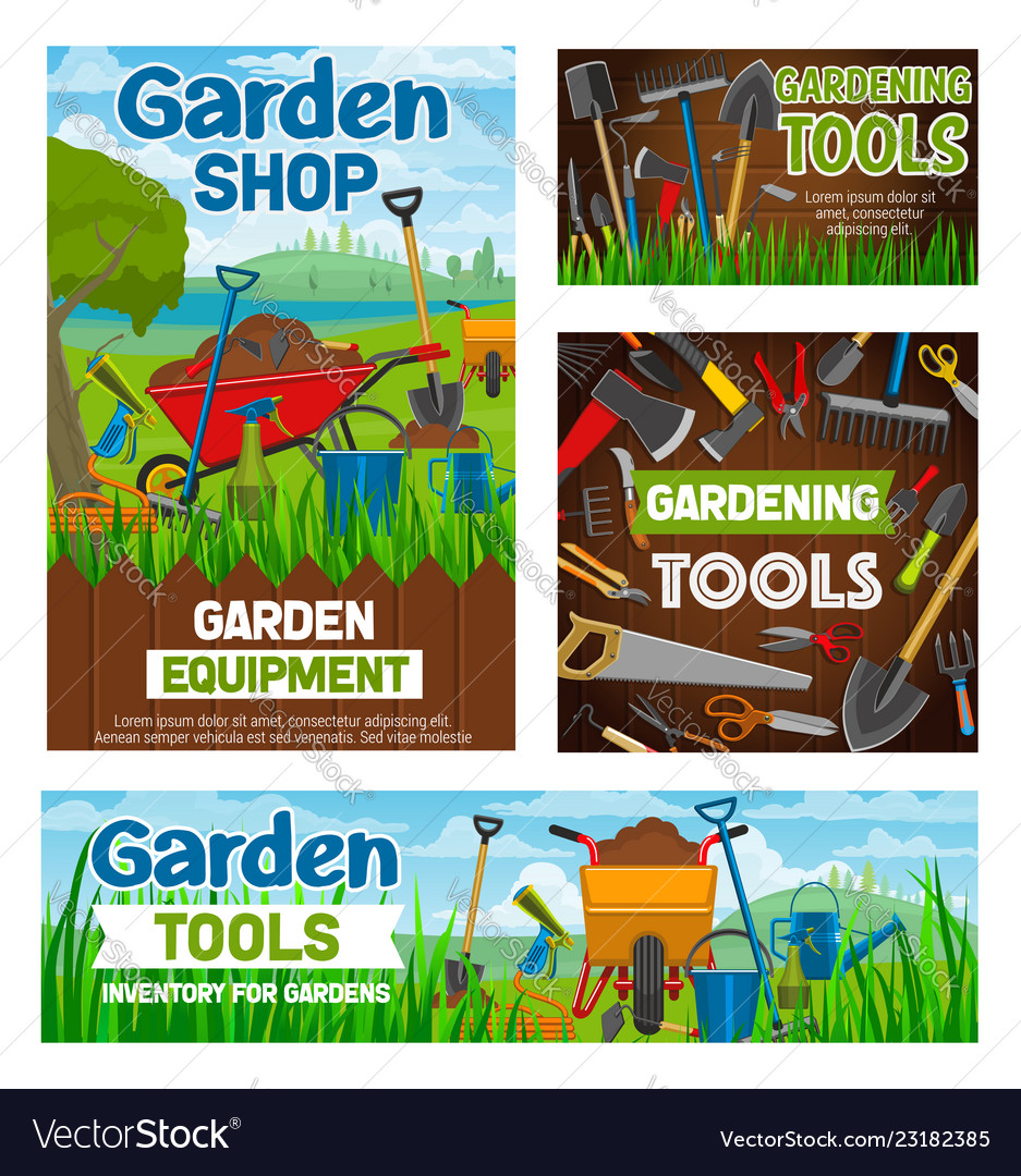 Gardening tools garden agriculture shop Royalty Free Vector