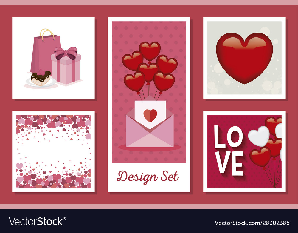 Set designs love with decoration Royalty Free Vector Image