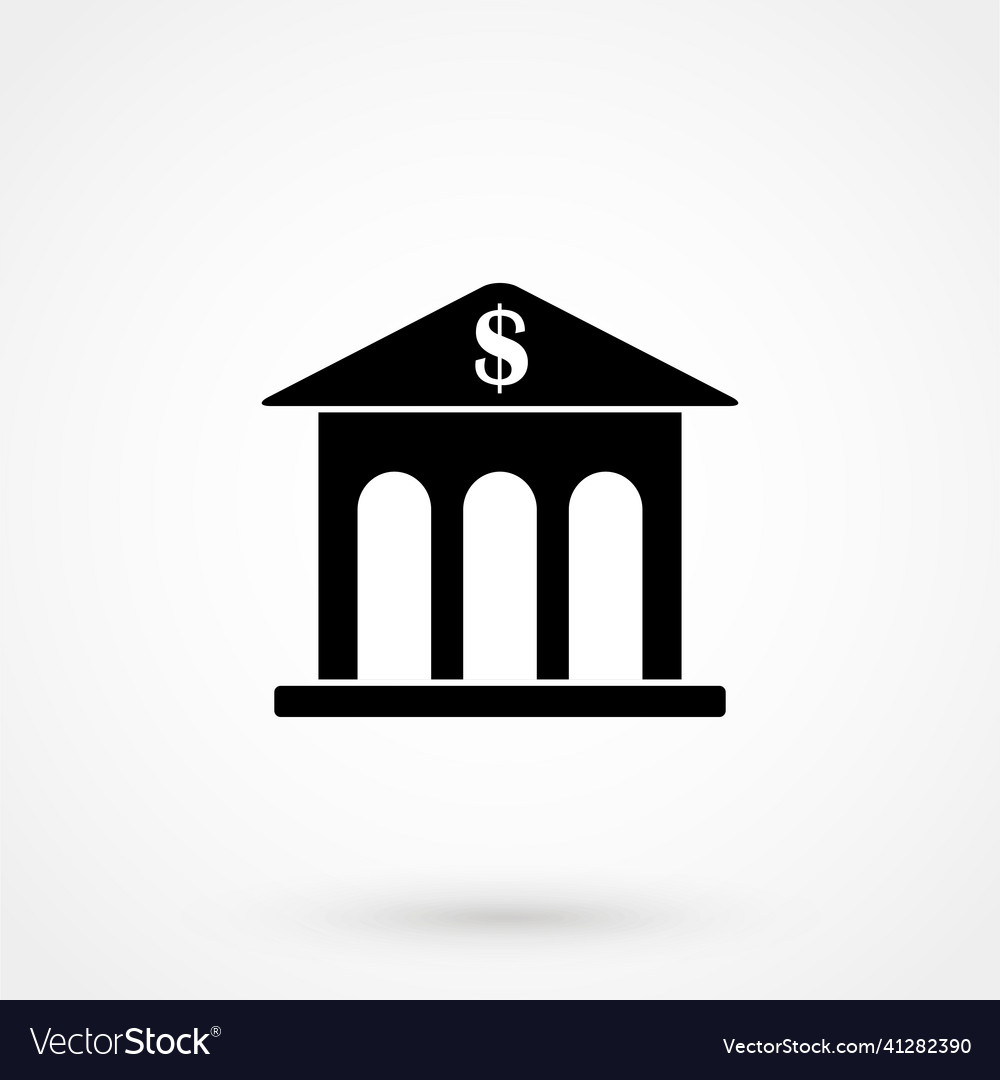 Bank building icon flat design isolated Royalty Free Vector